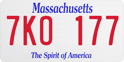 MA license plate 7KO177