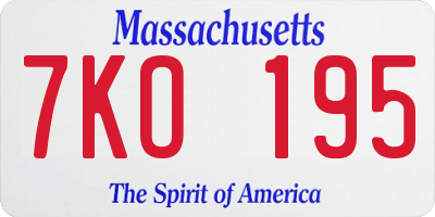 MA license plate 7KO195