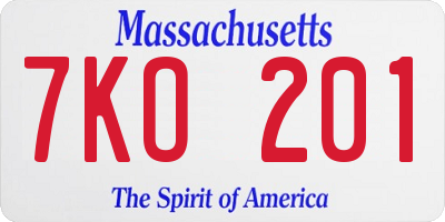 MA license plate 7KO201