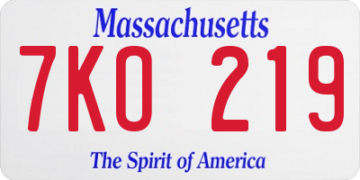 MA license plate 7KO219