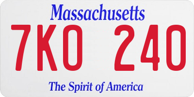 MA license plate 7KO240