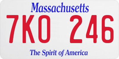 MA license plate 7KO246