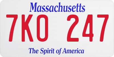 MA license plate 7KO247