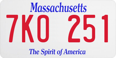 MA license plate 7KO251
