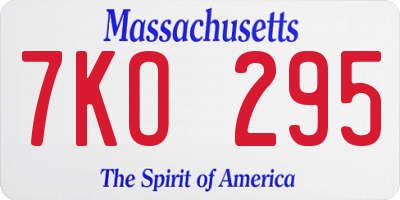 MA license plate 7KO295