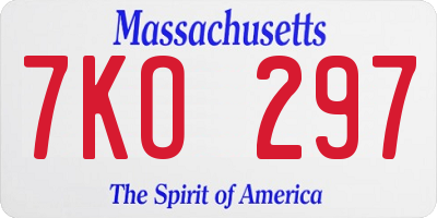 MA license plate 7KO297