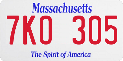 MA license plate 7KO305