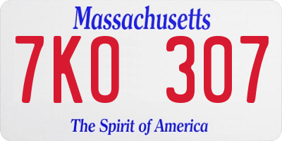 MA license plate 7KO307