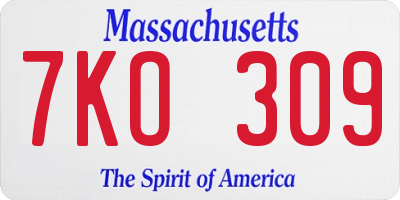 MA license plate 7KO309