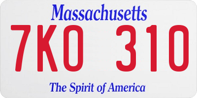 MA license plate 7KO310