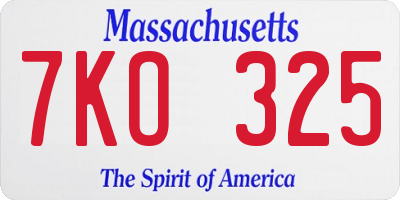 MA license plate 7KO325
