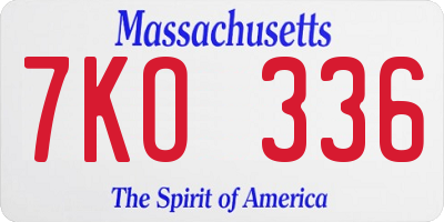 MA license plate 7KO336