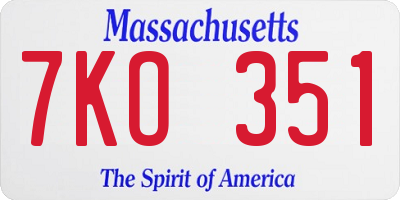 MA license plate 7KO351