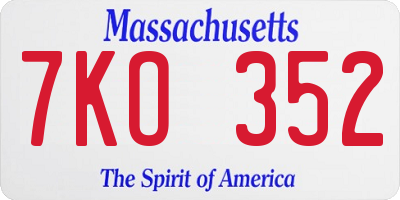 MA license plate 7KO352