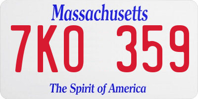 MA license plate 7KO359