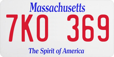 MA license plate 7KO369