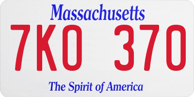 MA license plate 7KO370