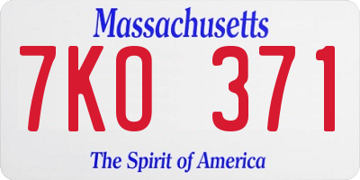 MA license plate 7KO371