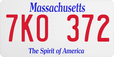 MA license plate 7KO372