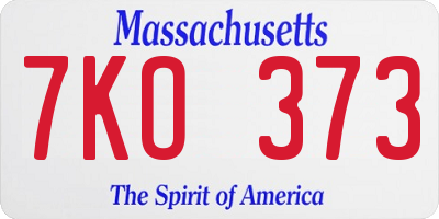 MA license plate 7KO373