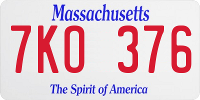 MA license plate 7KO376
