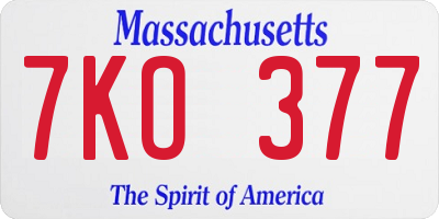 MA license plate 7KO377