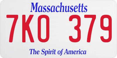 MA license plate 7KO379
