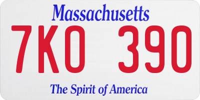 MA license plate 7KO390