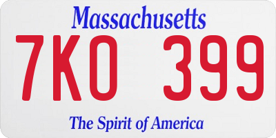 MA license plate 7KO399