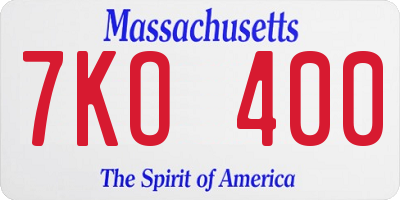 MA license plate 7KO400