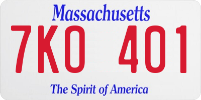 MA license plate 7KO401