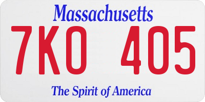 MA license plate 7KO405