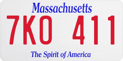 MA license plate 7KO411