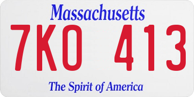 MA license plate 7KO413