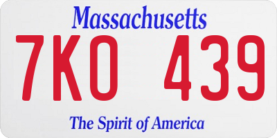MA license plate 7KO439