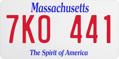 MA license plate 7KO441