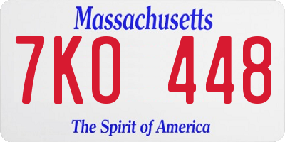 MA license plate 7KO448
