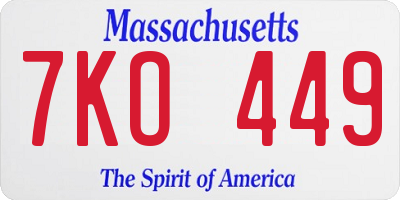 MA license plate 7KO449