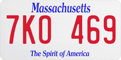 MA license plate 7KO469