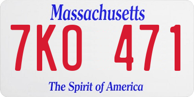MA license plate 7KO471