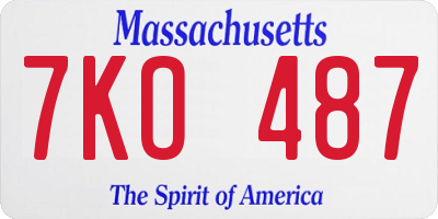 MA license plate 7KO487
