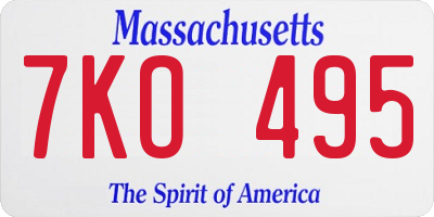 MA license plate 7KO495