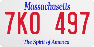 MA license plate 7KO497
