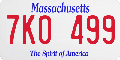 MA license plate 7KO499