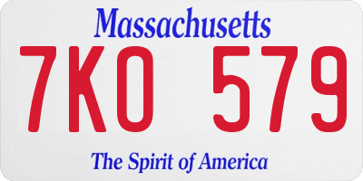MA license plate 7KO579