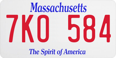 MA license plate 7KO584