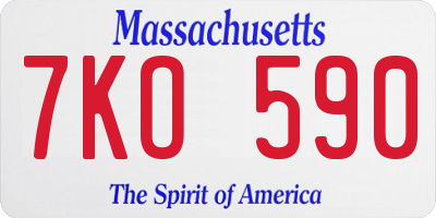 MA license plate 7KO590