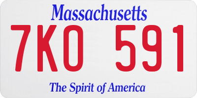 MA license plate 7KO591