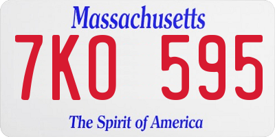 MA license plate 7KO595
