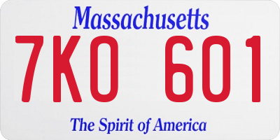 MA license plate 7KO601